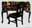 22222476: black desk table with shell-inlaid beauty and landscape pattern, including chair 